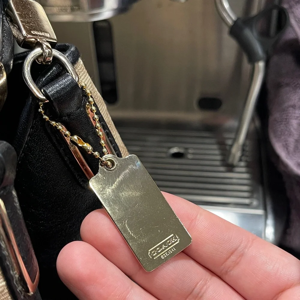 Coach Tan and Black Shoulder Bag